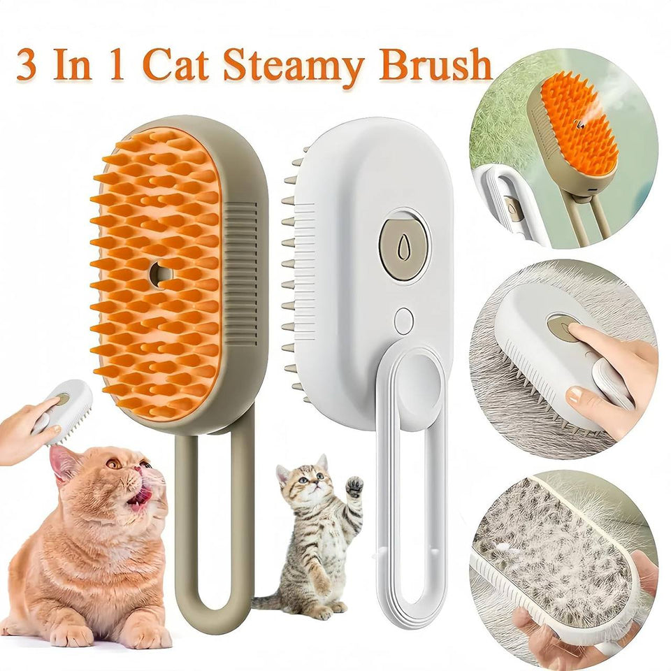 CEPILLO CON MANGO A VAPOR 3 EN 1 PARA MASCOTAS